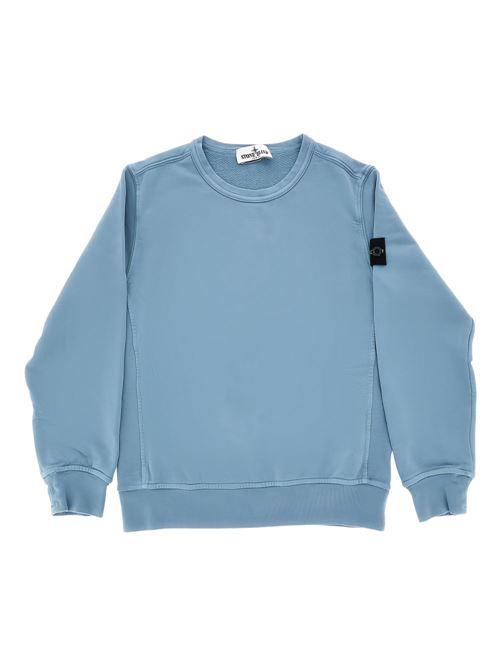 Felpa bambino Stone Island celeste con logo badge STONE ISLAND KIDS | 6100005S0040V004A